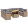 vidaXL 10-dijelni set vrtnih sofa s jastucima bež od poliratana