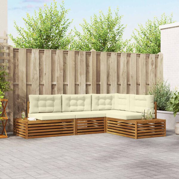 vidaXL Set vanjskih sofa s jastukom 4 Komad Prirodna i krem