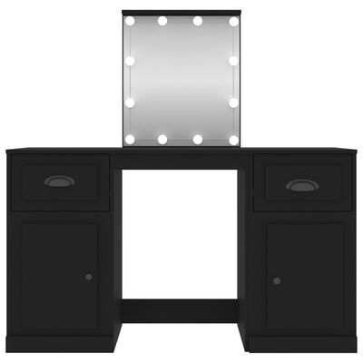 vidaXL Toaletni stolić s LED svjetlima crni 130 x 50 x 132,5 cm