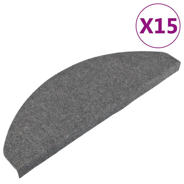 vidaXL Samoljepljivi otirači za stepenice 15 kom 65x22,5x3,5 cm sivi