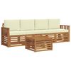 vidaXL Set vanjskih sofa 5 kom. Prirodna i krem Čvrsto drvo akacije