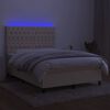 vidaXL Krevet box spring s madracem LED krem 140x190 cm od tkanine