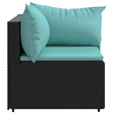 vidaXL Kutna vrtna sofa od poliratana s jastucima crna