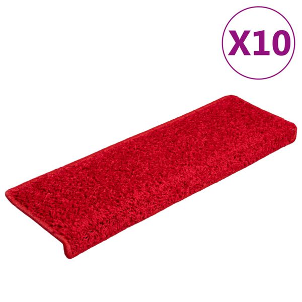 vidaXL Prostirke za stepenice 10 kom 65x21x4 cm crvene pravokutne rubove