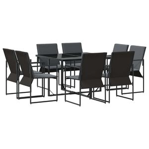 vidaXL Vrtni set za objed 9 kom. Crna Čelik