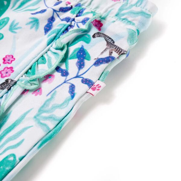 Dječje kratke hlače s vezicom prljavo bijela i tamna boja mente 104