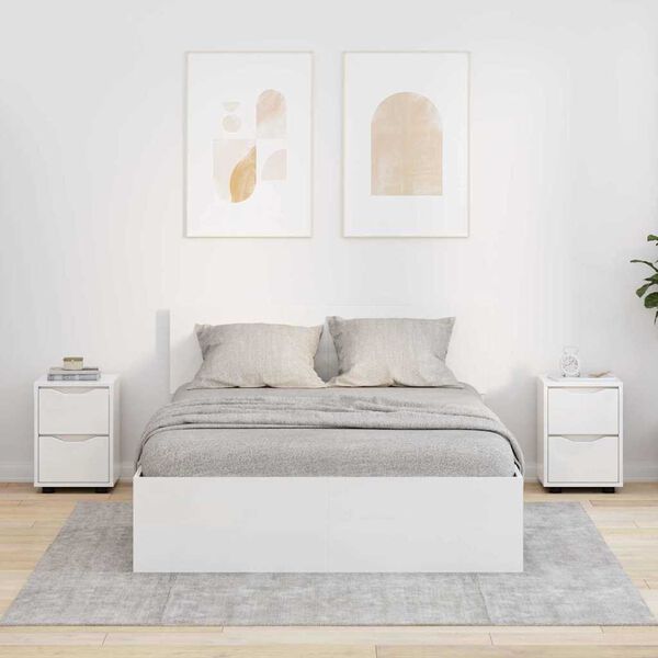 vidaXL Noćni ormarići 2 pcs Visoki sjaj bijela 30,5 x 30 x 43 cm