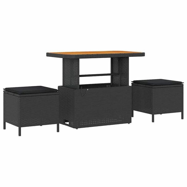 vidaXL Sjedeća garnitura za vrt s jastukom 10 pcs Crna Poli ratan