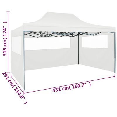 vidaXL Sklopivi šator za zabave s 3 bočna zida 3 x 4,5 m bijeli