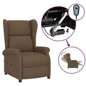 vidaXL Električni naslonjač od tkanine s krilnim naslonom smeđa