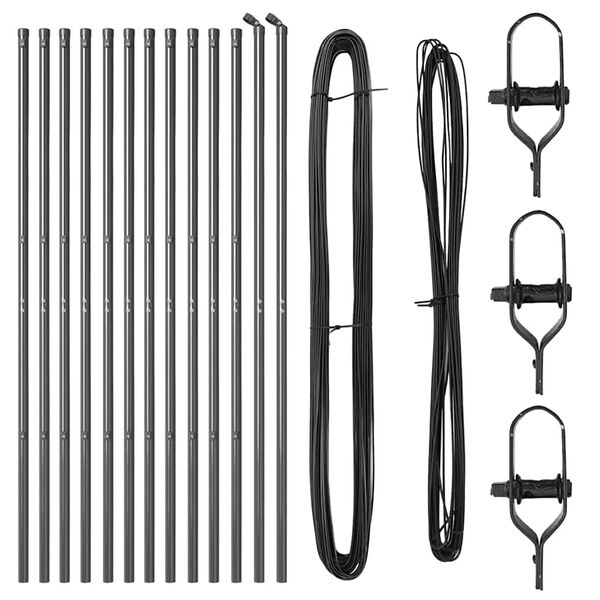 vidaXL Stup za ogradu 13 pcs Siva Čelik