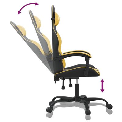 vidaXL Okretna igraća stolica crno-zlatna od umjetne kože