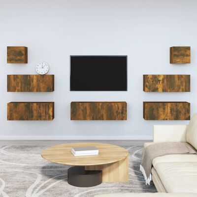 vidaXL 7-dijelni set TV ormarića boja dimljenog hrasta drveni