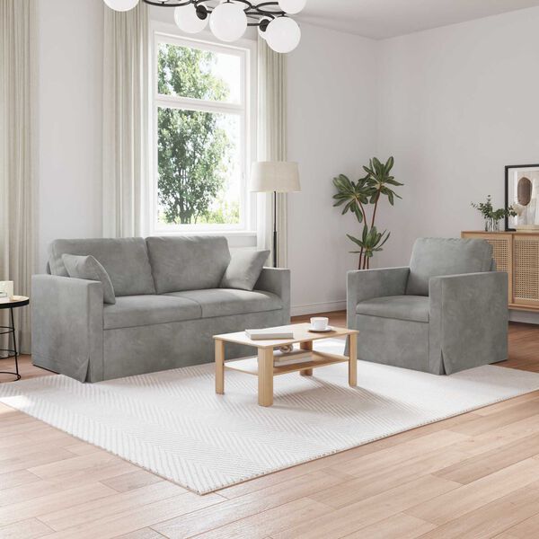 vidaXL Set sofe 2 pcs Svijetlo siva 158 x 78 x 80 cm Bar&scaron;un