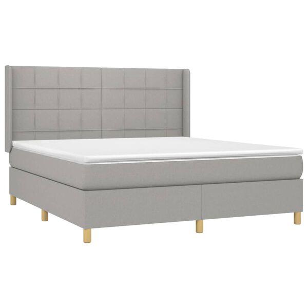 vidaXL Krevet box spring s madracem svjetlosiva 160x200 cm tkanina