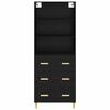 vidaXL Highboard Crni hrast 69,5 x 32,5 x 180 cm Konstruirano drvo