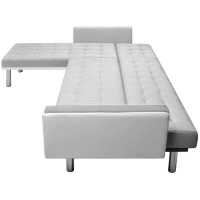 vidaXL Kutna sofa na razvlačenje od tkanine 218x155x69 cm bijelo-siva