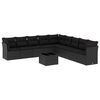 vidaXL 10-dijelni set vrtnih sofa s jastucima crni od poliratana