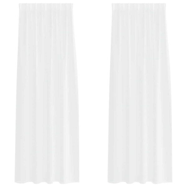 vidaXL Voile zavjesa sa zavjesama 2 pcs Bijelo 245 x 140 cm Poliester