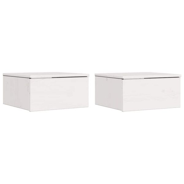 vidaXL Noćni ormarić 2 pcs Bijelo 37 x 35 x 18,5 cm Masivna borovina