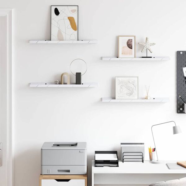 vidaXL Polica na zidu s policom 4 pcs Bijeli mramor 60 x 9 x 3 cm