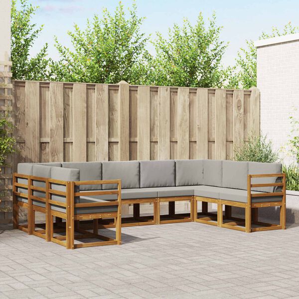 vidaXL Set vanjskih sofa s jastukom 9 pcs Prirodna i svijetlo siva