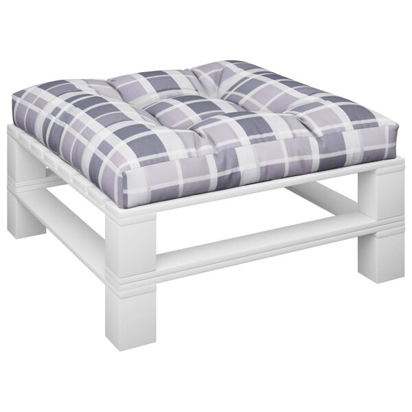 vidaXL Jastuk za palete sivi karirani 80 x 80 x 12 cm od tkanine