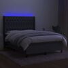 vidaXL Krevet box spring s madracem LED tamnosivi 140x200 cm tkanina