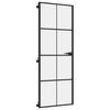 vidaXL Sobna vrata tanka crna 76 x 201,5 cm kaljeno staklo i aluminij
