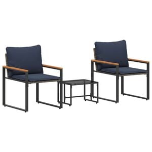 vidaXL Setovi namje&scaron;taja s jastukom 3 pcs Siva i tamnoplava Ratan