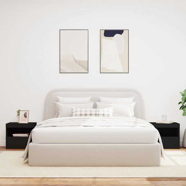 vidaXL Noćni ormarići s LED svjetlima 2 kom crni 50 x 40 x 45 cm