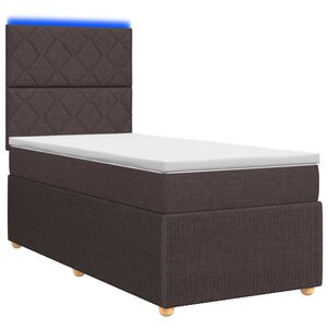 vidaXL LED okvir za krevet s madracem Tamno smeđa 100 x 200 cm Tkanina