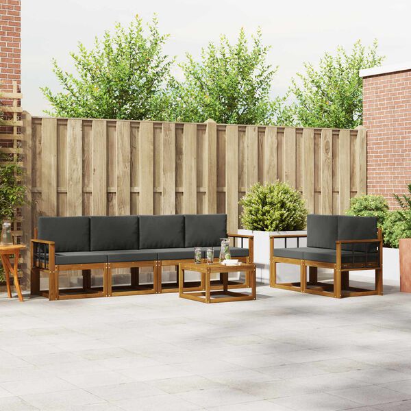 vidaXL Set vanjskih sofa 7 pcs Prirodna i antracit Čvrsto drvo akacije