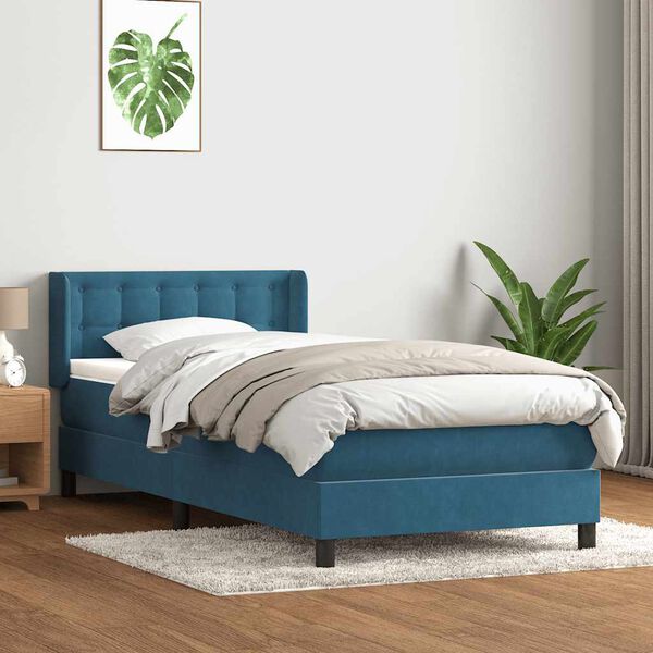 vidaXL Box spring krevet s madracem tamnoplavi 90x220 cm bar&scaron;unasti
