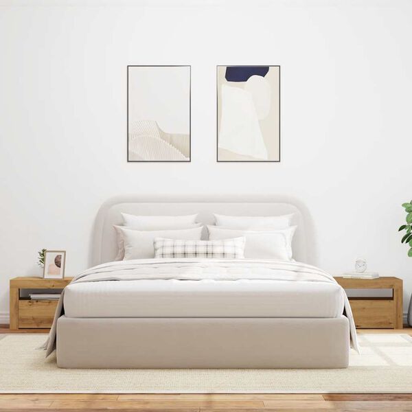 vidaXL Noćni ormarići 2 kom s LED svjetlima boja hrasta 60x35x40 cm