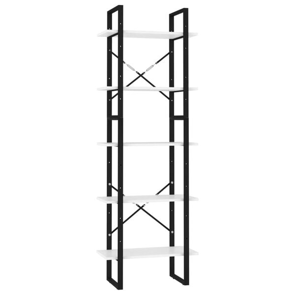 vidaXL Ormarić za knjige s 5 razina bijeli 60 x 30 x 175 cm drveni