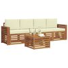 vidaXL Setovi sofa 5 pcs Prirodna i krem Čvrsto drvo akacije