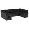 vidaXL 9-dijelni set vrtnih sofa s jastucima crni od poliratana