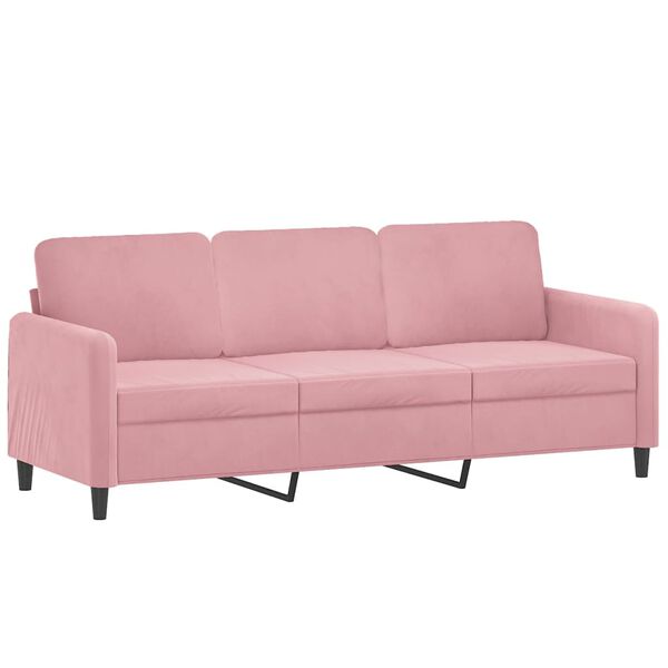vidaXL 3-dijelni set sofa s jastucima ružičasti baršunasti