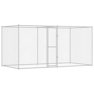 vidaXL Kavez za pse Srebrno 400 x 200 x 200 cm Cinkani čelik