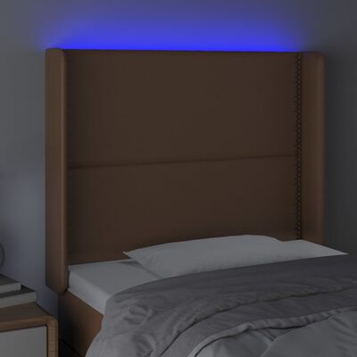 vidaXL LED uzglavlje smeđe 93x16x118/128 cm od umjetne kože