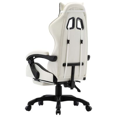 vidaXL Igraća stolica od umjetne kože s osloncem za noge crno-bijela