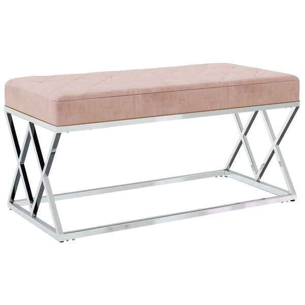 vidaXL Klupa od ružičastog bar&scaron;una i nehrđajućeg čelika