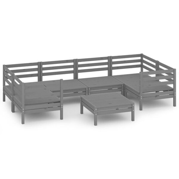 vidaXL 7-dijelna vrtna garnitura siva od masivne borovine