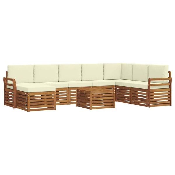vidaXL Setovi sofa 9 pcs Prirodna i krem Čvrsto drvo akacije