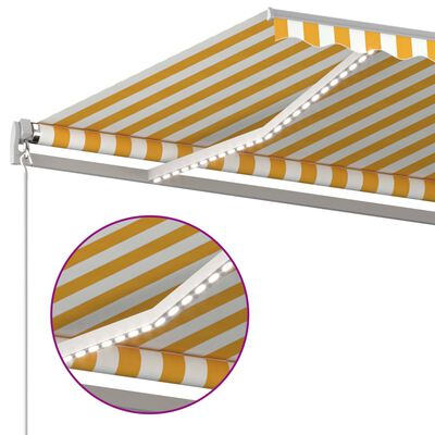 vidaXL Automatska tenda sa senzorom za vjetar LED 4x3,5 m žuto-bijela