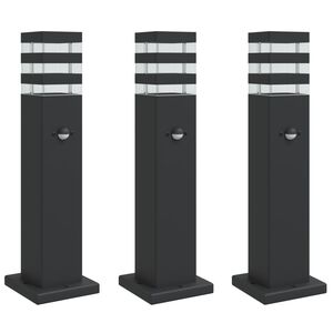 vidaXL Vanjske podne svjetiljke s senzorima 3kom crne 50cm aluminijske
