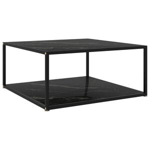 vidaXL Stolić za kavu crni 80 x 80 x 35 cm od kaljenog stakla