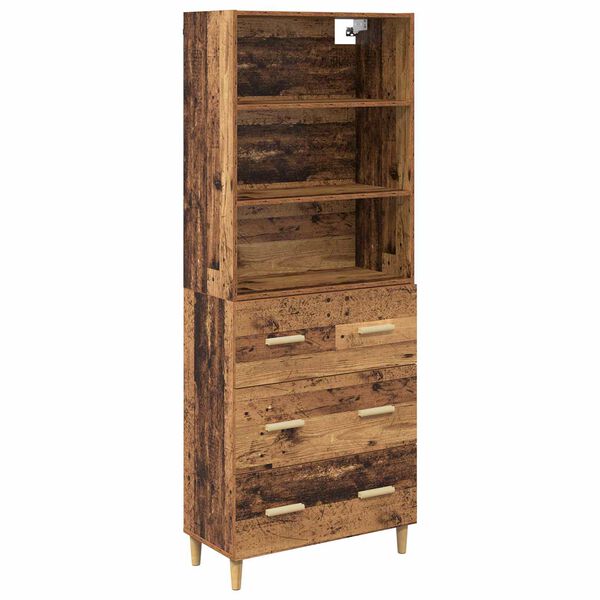 vidaXL Highboard Staro drvo 69,5 x 32,5 x 180 cm Konstruirano drvo