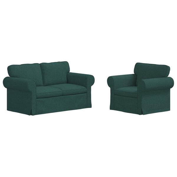vidaXL Sofa 2 pcs Tamnozelena 155 x 82 x 80 cm tkanina